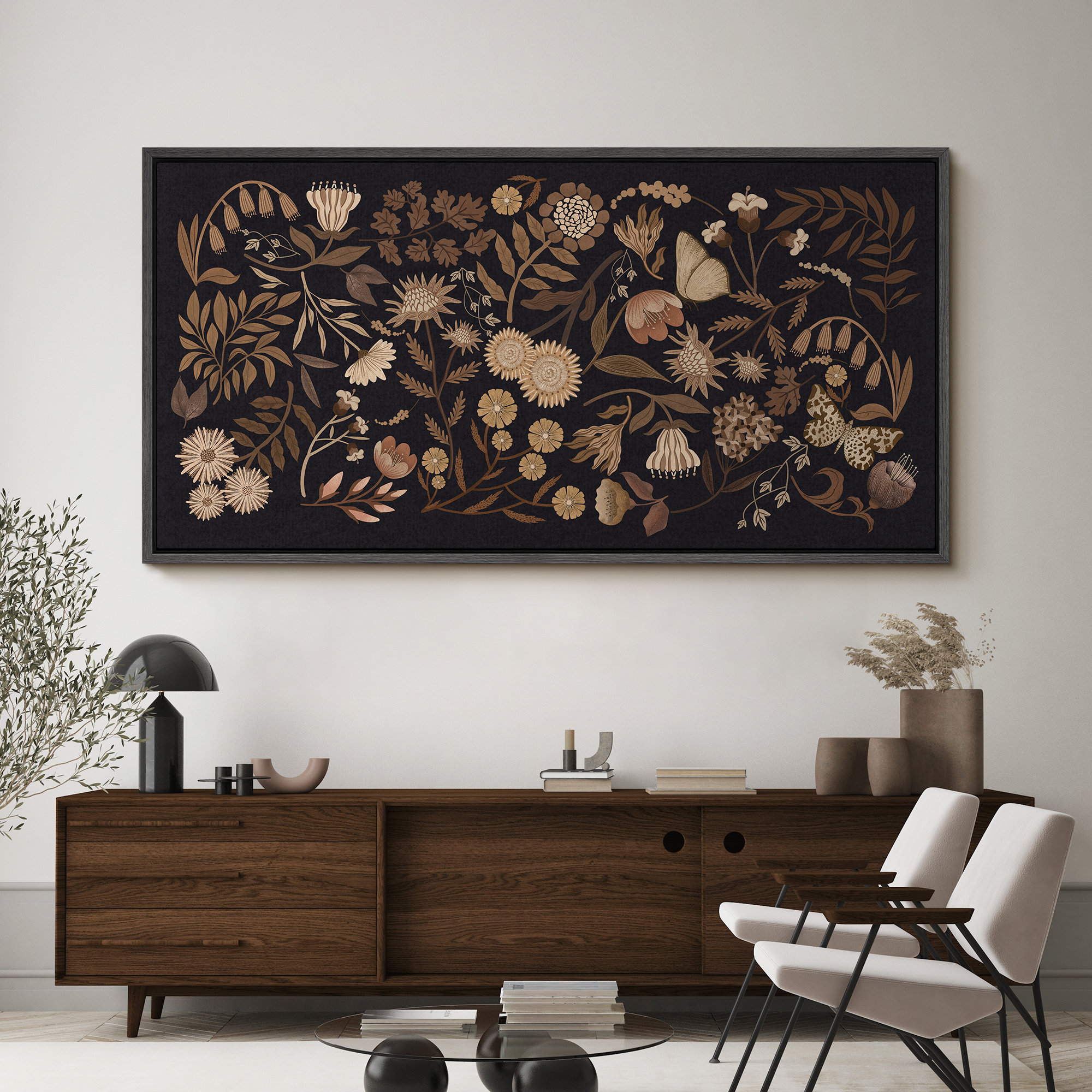 IDEA4WALL Vibrant Wildflower Lush Summer Garden Blooming Trees Antique